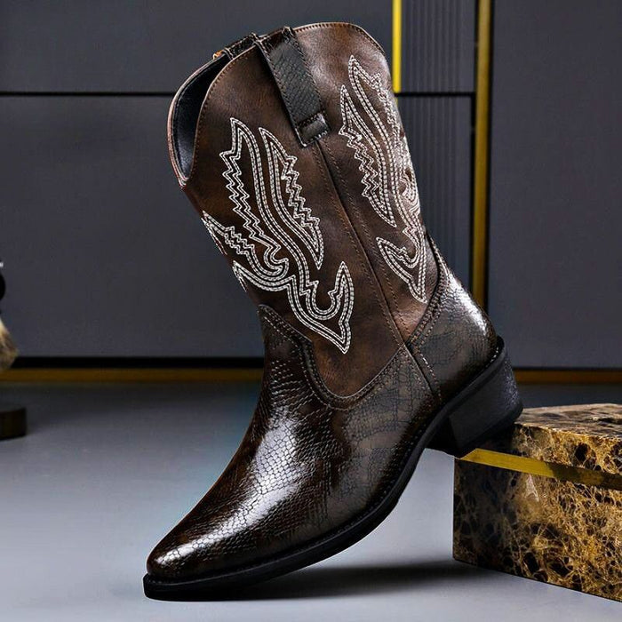 Grained Artisan Leather Boots