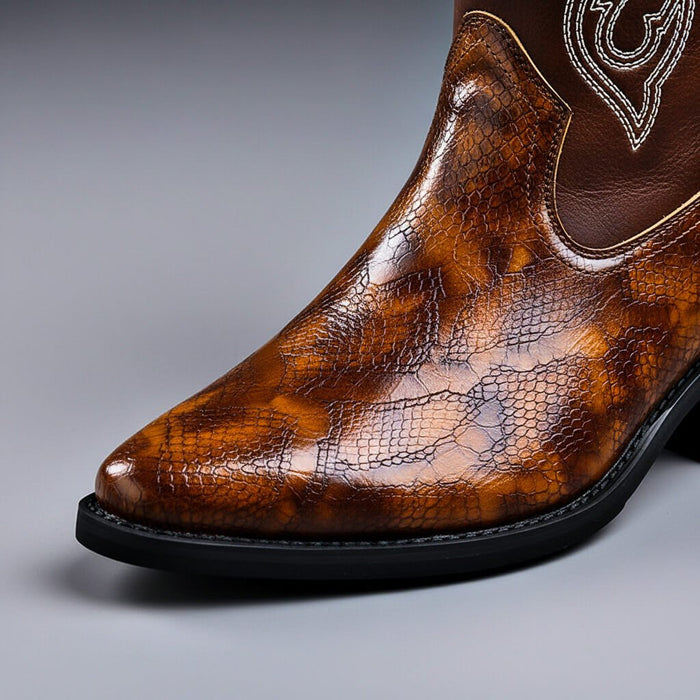 Grained Artisan Leather Boots