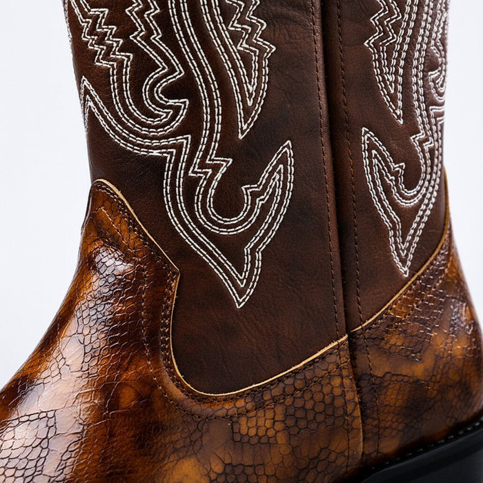 Grained Artisan Leather Boots