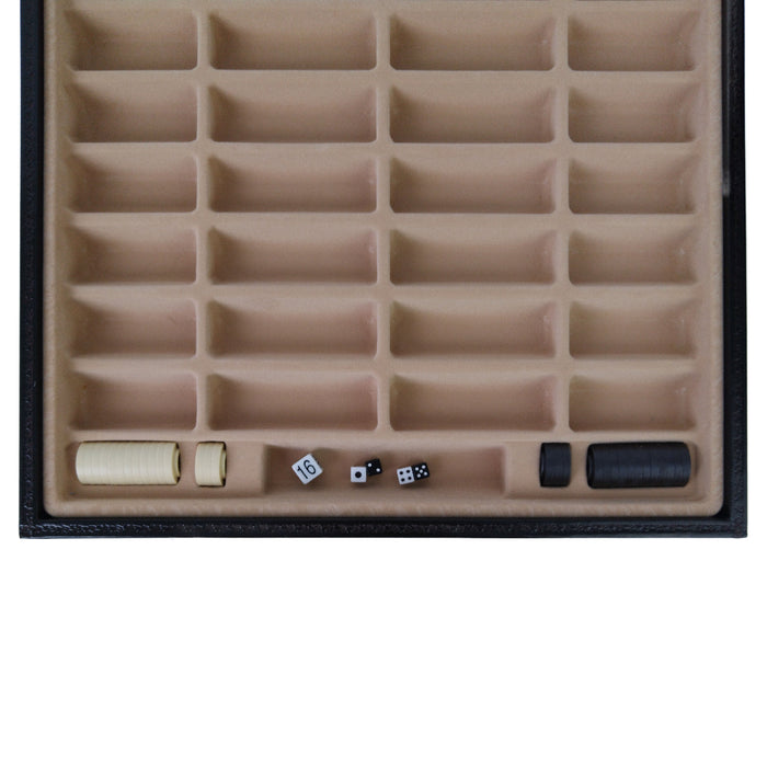 GREEN & GOLD ECOLEATHER | 3-in-1 Box | Chess, Backgammon & Checkers | 3.5cm Squares | 35cm Board | 219GV