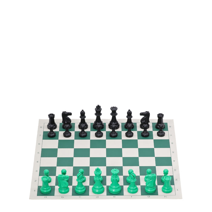Green Vinyl Roll-Up Tournament Set | 50 mm Squares