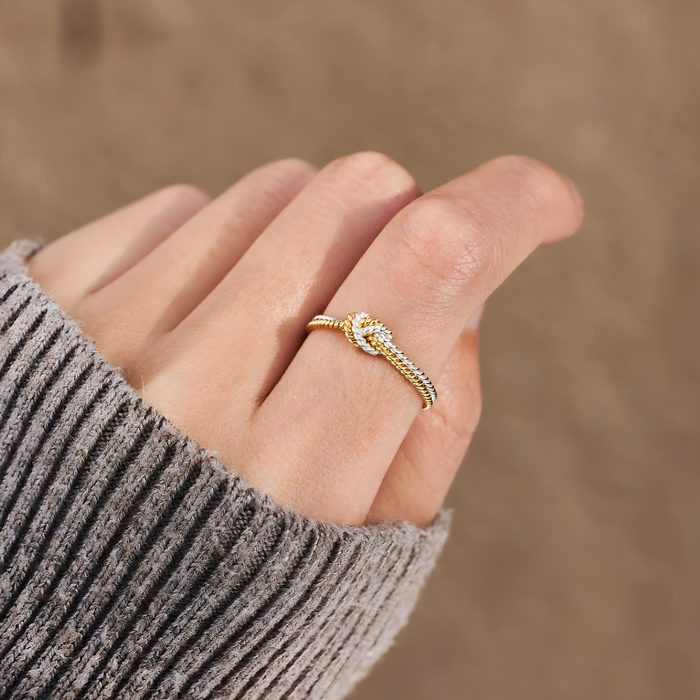 Greta | Gold-Plated Braided Mom Ring