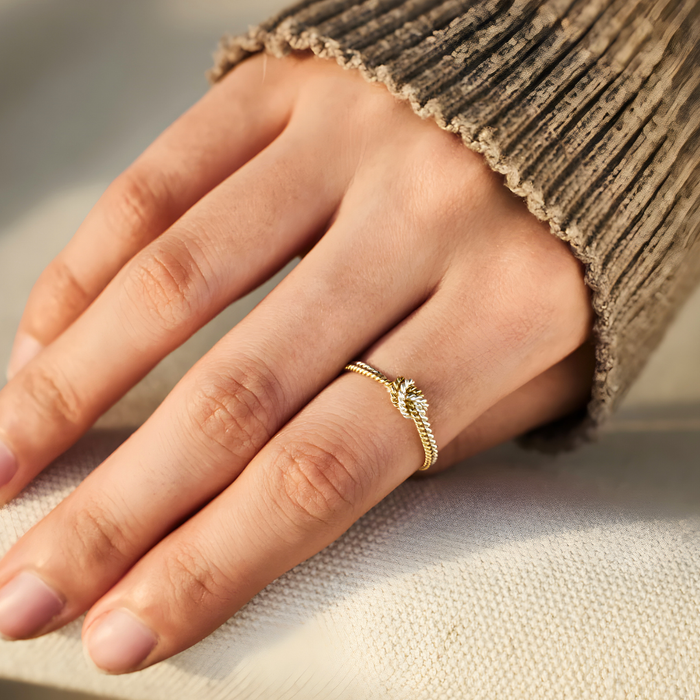 Greta | Gold-Plated Braided Mom Ring