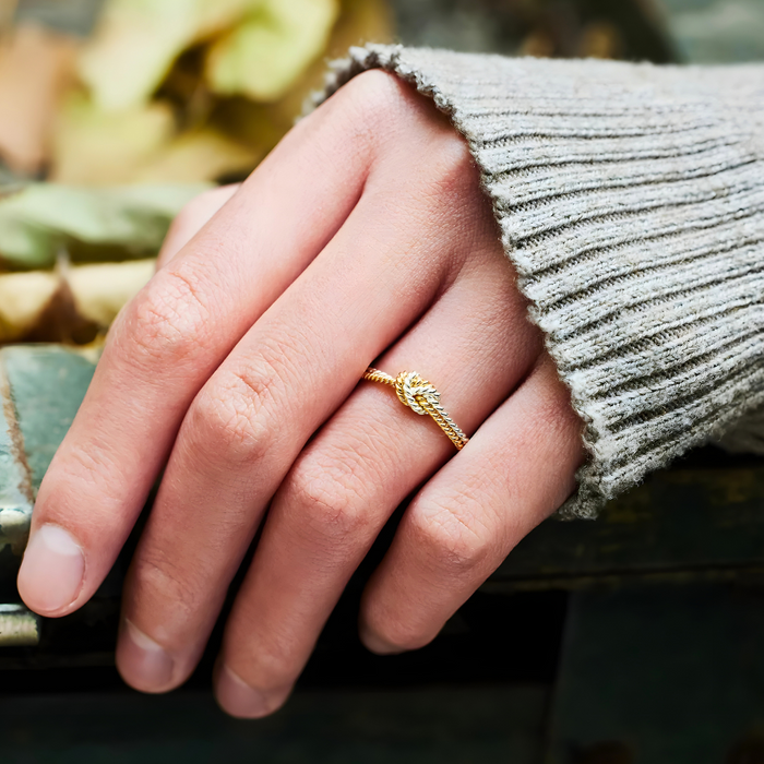 Greta | Gold-Plated Braided Mom Ring