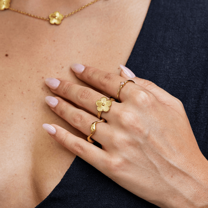 Greta | Gold-Plated Ring with Four Leaves Clover