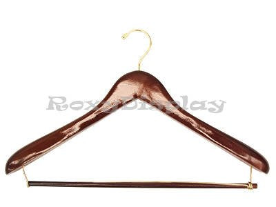 (HA-900WA_20Unit) 18" Walnut Color Wooden Suit Hangers (Thick) 20 Units Set