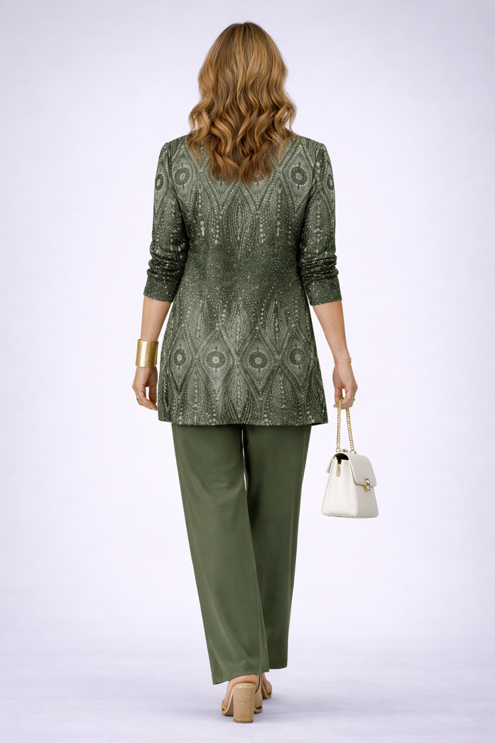 Hannelore | Khaki Medallion Print Three-Piece Set
