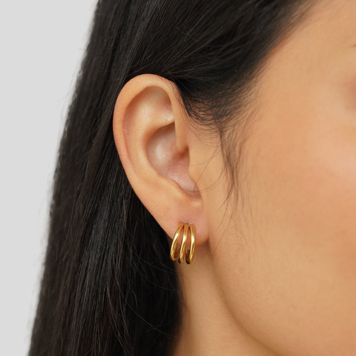 Helena | Gold-Plated Hoop Mini Earrings with Structure