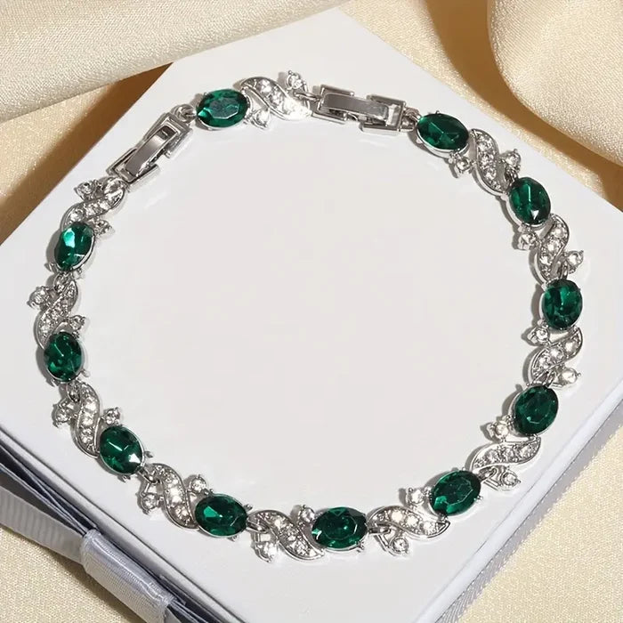 Helena | Silver Bracelet with Emeralds