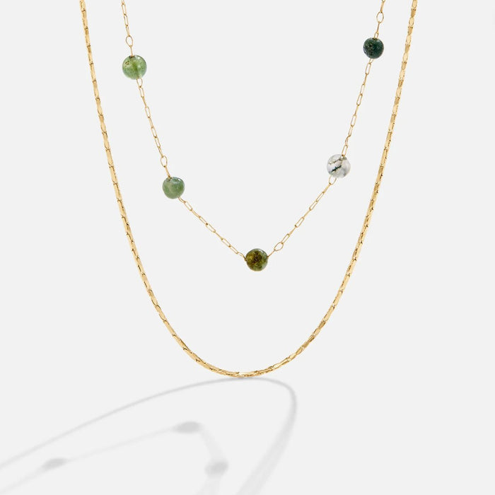 Helga | Double Layer Necklace with Color Small Details