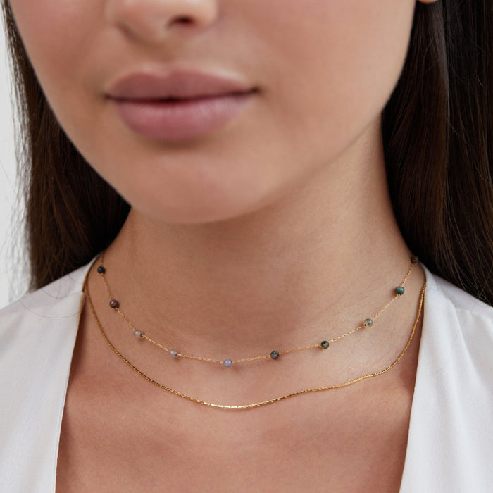 Helga | Double Layer Necklace with Color Small Details