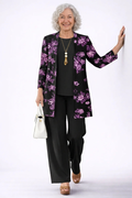 Helia | Purple Blossom Print Three-Piece Set