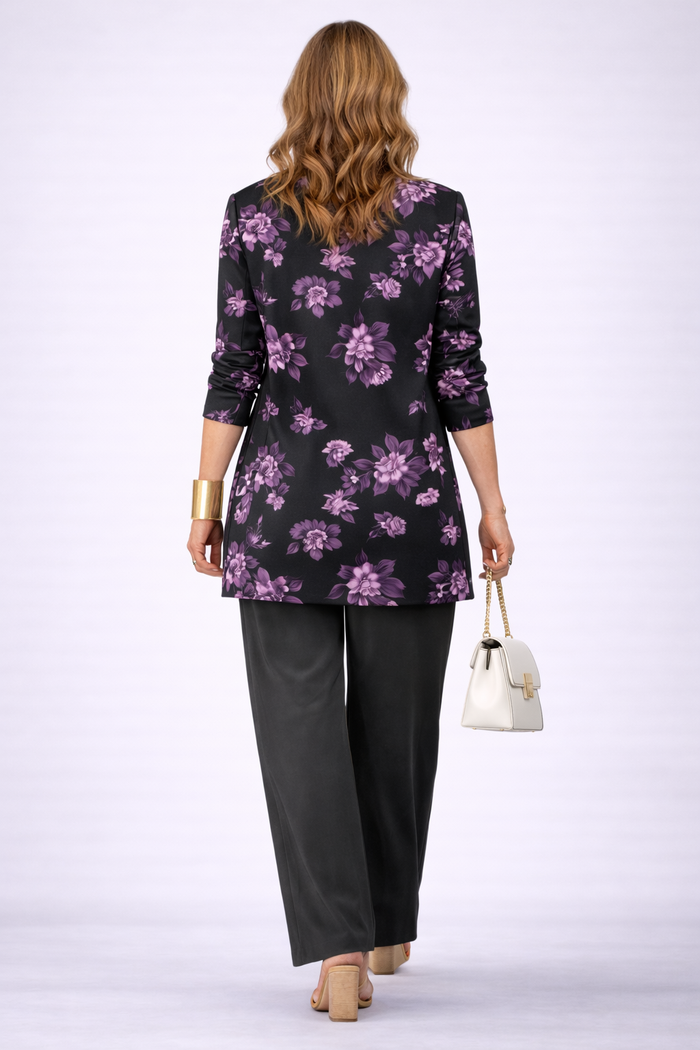 Helia | Purple Blossom Print Three-Piece Set