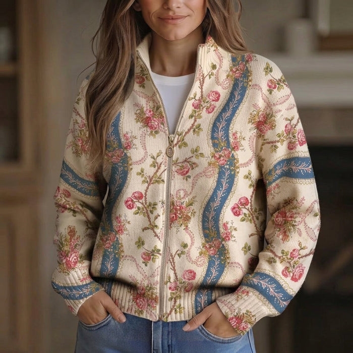 Hilja - Rose Vine Zip-Through Bomber