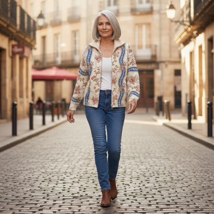 Hilja - Rose Vine Zip-Through Bomber
