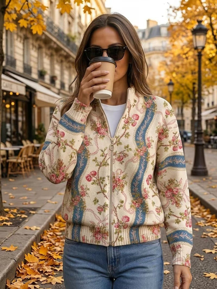 Hilja - Rose Vine Zip-Through Bomber