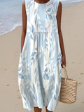 Idoia | Midi Dress with Printed Leaf