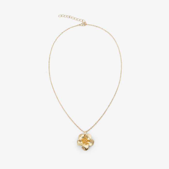 Iida | Gold-Plated Flower Pendant Necklace