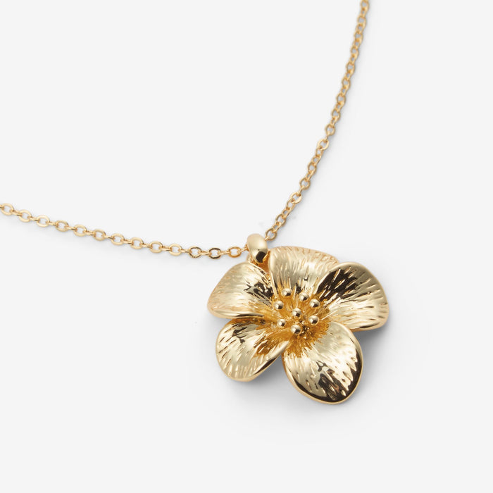 Iida | Gold-Plated Flower Pendant Necklace