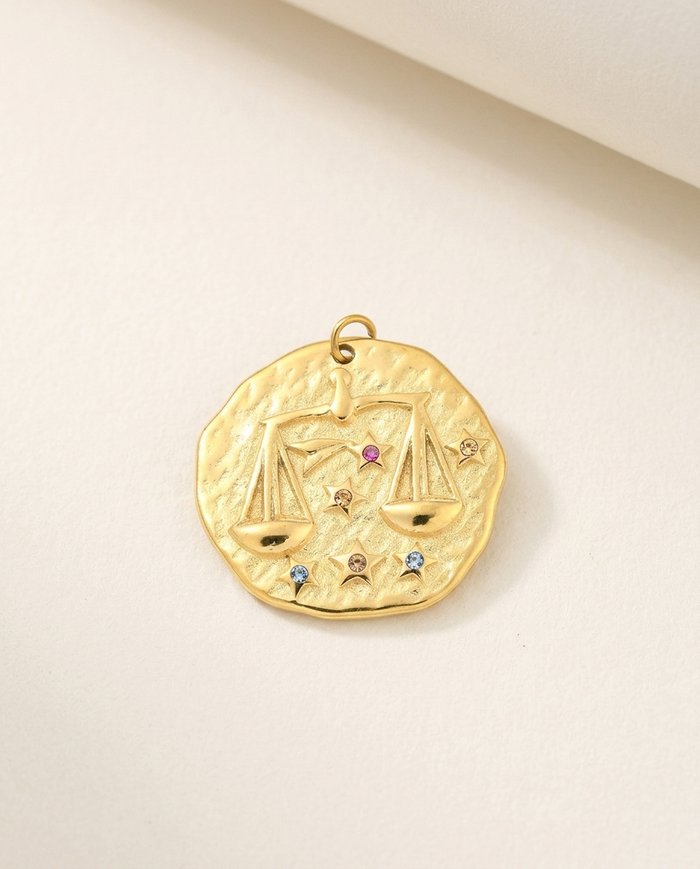Libra zodiac pendant in gold-plated stainless steel