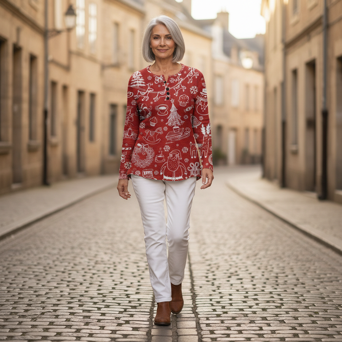 Ilona - Christmas Doodle Waffle Henley
