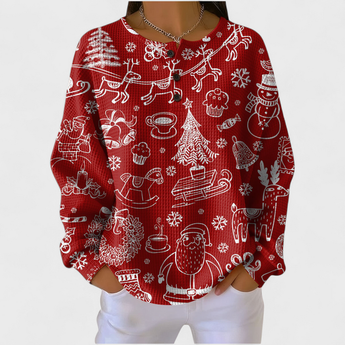 Ilona - Christmas Doodle Waffle Henley