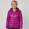 EMMA Ilona lightweight padded jacket in violet, worn by a model