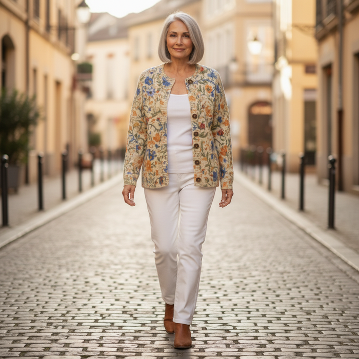 Impi - Embroidery-Look Floral Cardigan