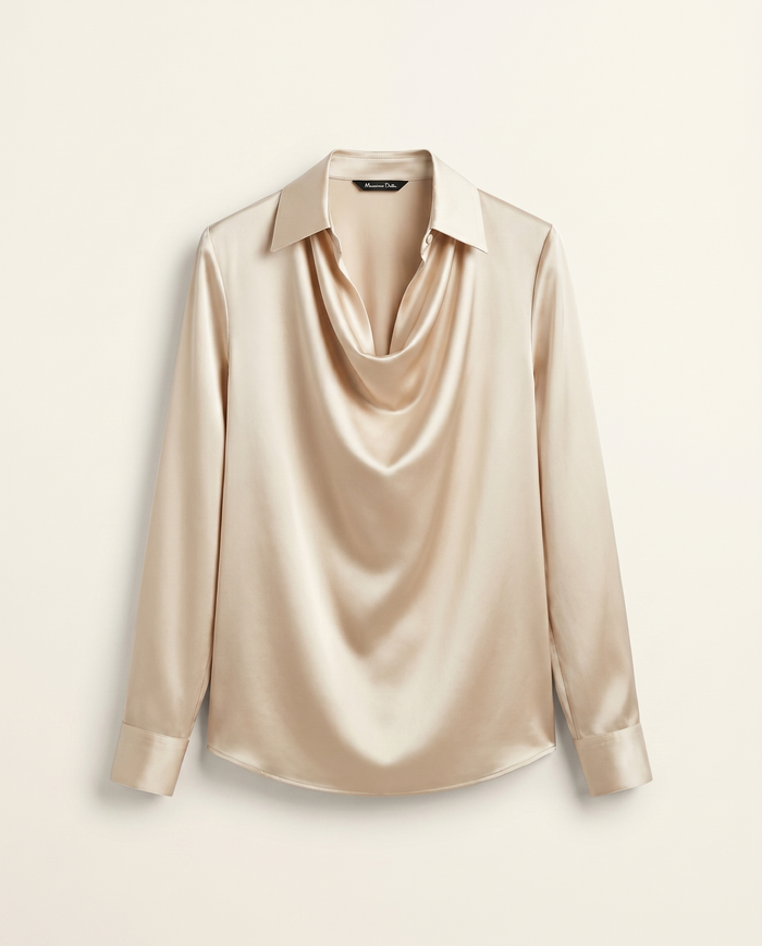Ines | Blouse Satin Luxurious with Neckline Soft