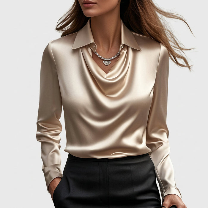 Ines | Blouse Satin Luxurious with Neckline Soft