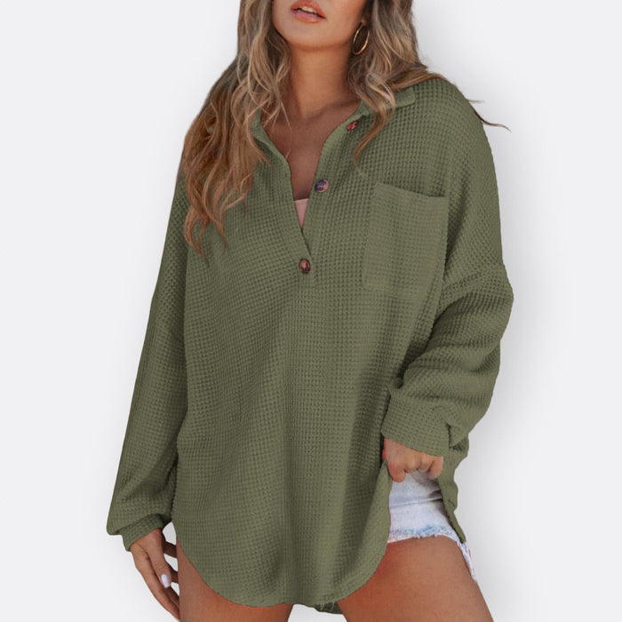 Ines | Blouse Tunic Lightweight V-Neck with Button Detail