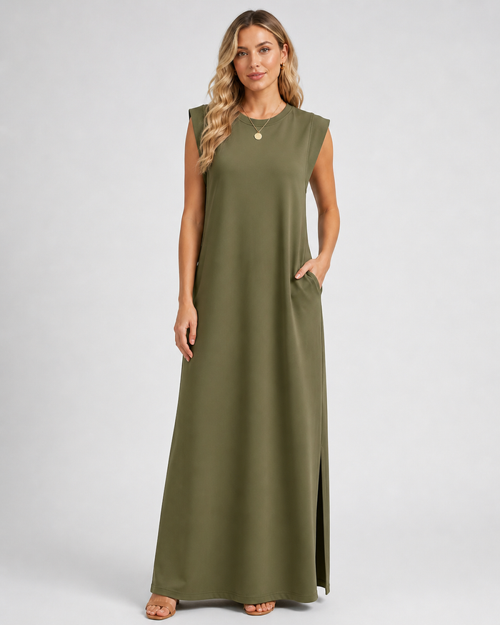 Ines | Column Maxi Dress with Pockets