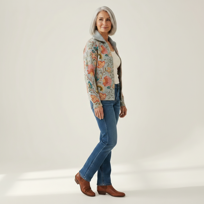 Inkeri - Garden Print Zip Cardigan