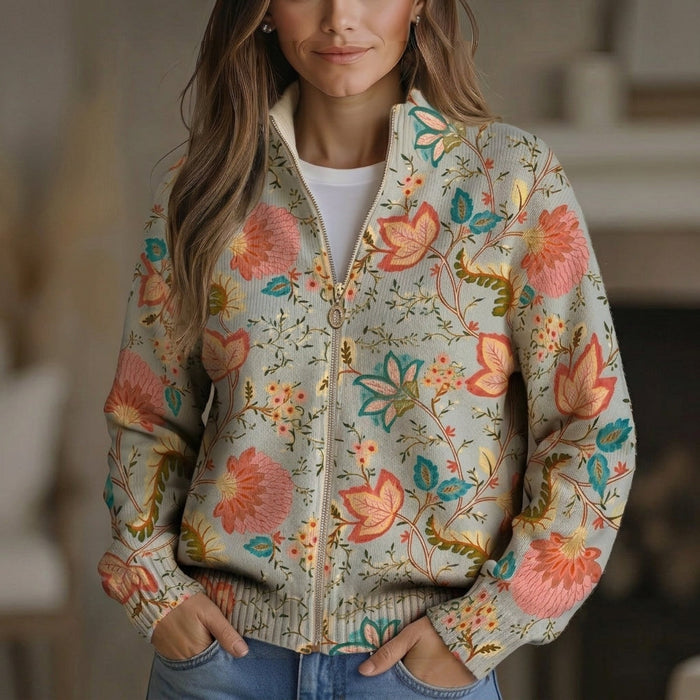 Inkeri - Garden Print Zip Cardigan