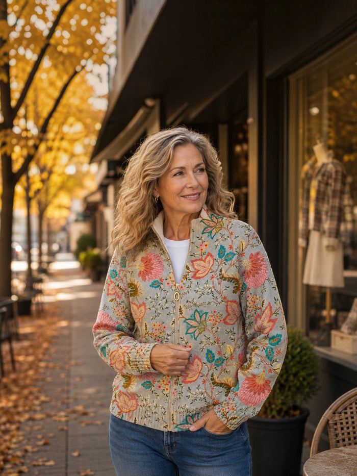 Inkeri - Garden Print Zip Cardigan