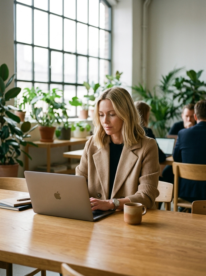 Ioanna Knit Blazer - Nordic co-working loft lifestyle mood