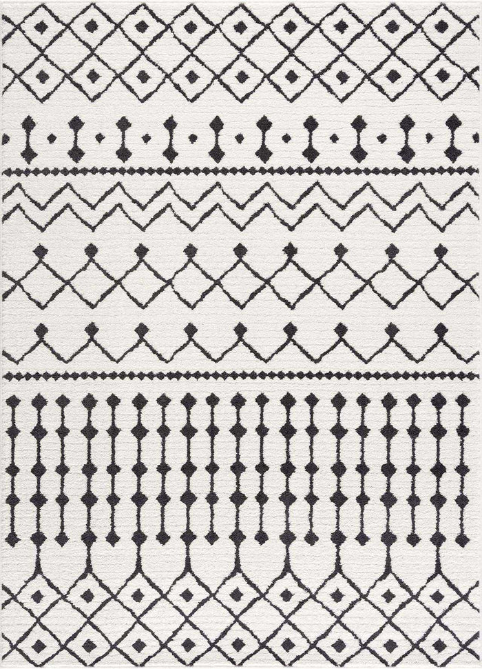 Ivory and Charcoal Traditional Tribal Design Multi size area rug - The Rug Decor