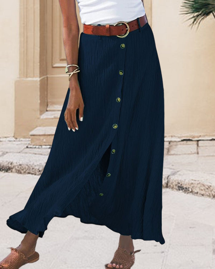 Jaana - Button-Front Flowing Skirt