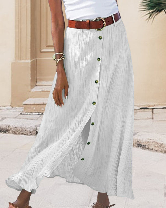 Jaana - Button-Front Flowing Skirt