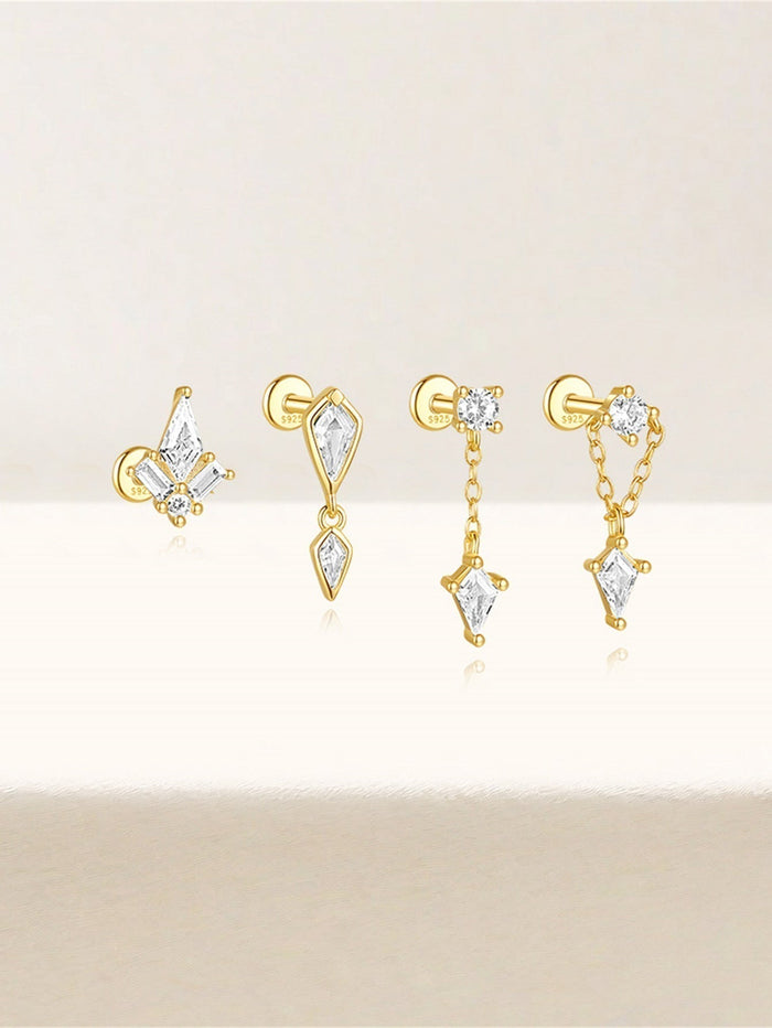 Jana | Gold-Plated Earrings with Delicate Lines Design