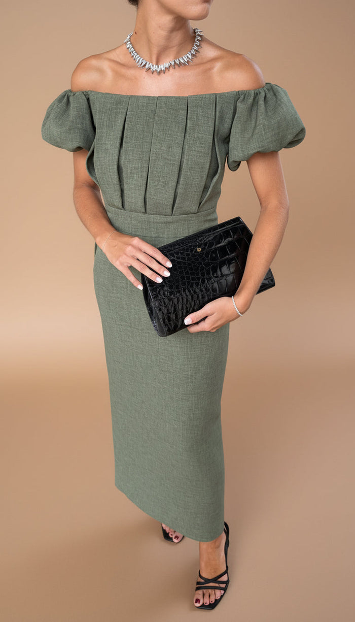 Jasmine | Elegant with Waist Defined and Style Evening Timeless Midi Dress