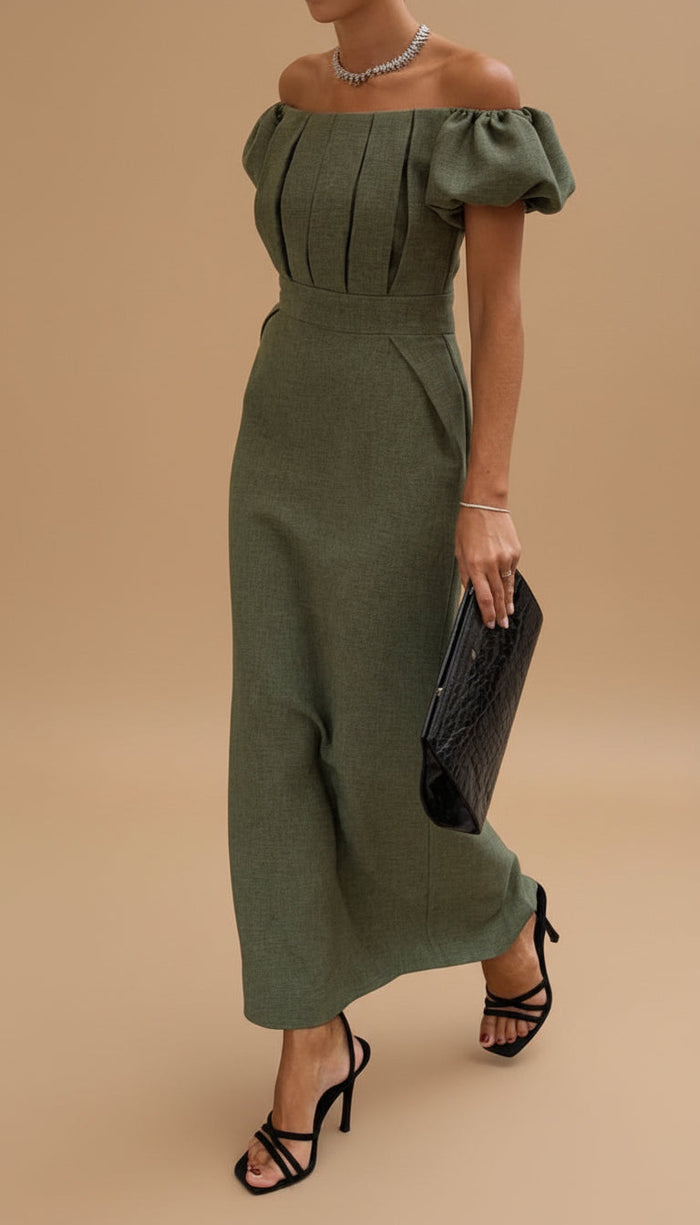 Jasmine | Elegant with Waist Defined and Style Evening Timeless Midi Dress