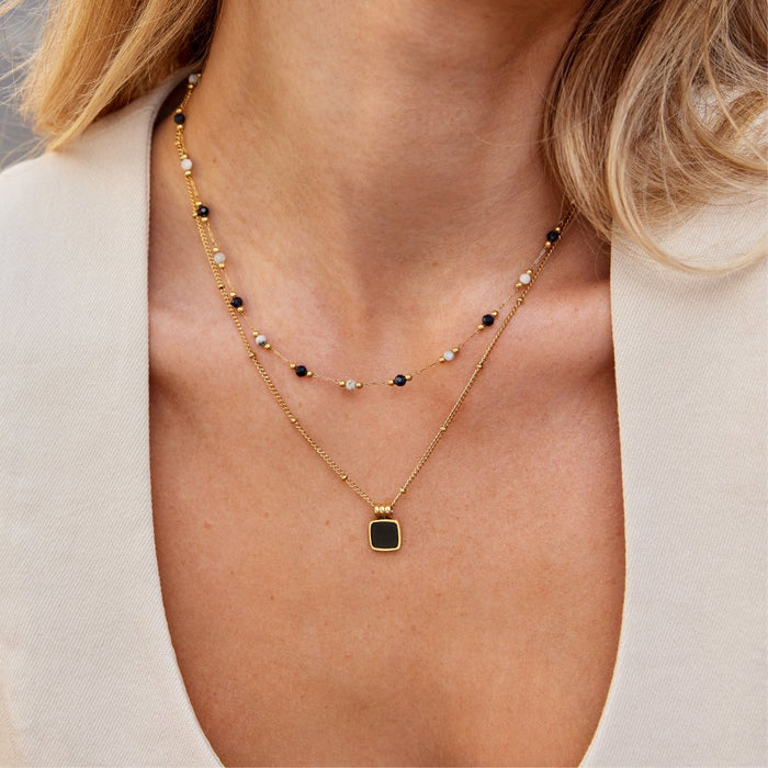 Johana | Gold-Plated Delicate Necklace with Multicolour Pearls
