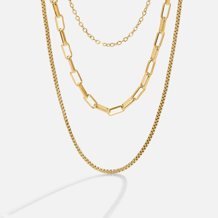 Josefína | Gold-Plated Three Layers Necklace with Delicate Links