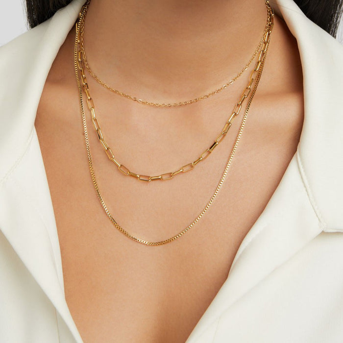 Josefína | Gold-Plated Three Layers Necklace with Delicate Links
