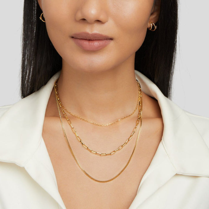Josefína | Gold-Plated Three Layers Necklace with Delicate Links