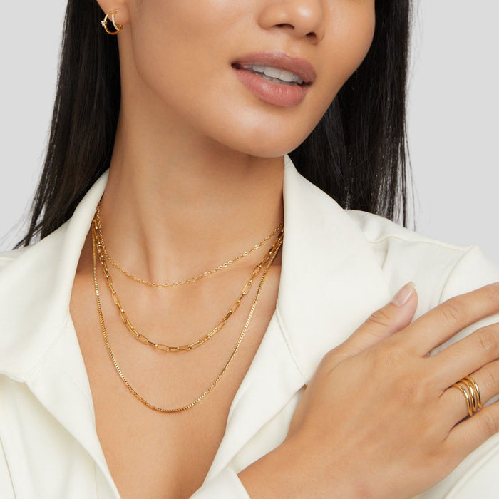 Josefína | Gold-Plated Three Layers Necklace with Delicate Links