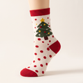 Joulu sock — Christmas tree print on cream