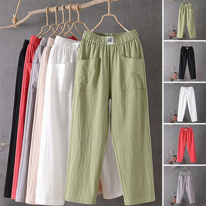 Julie | Trousers Casual Linen and Cotton with Waist Stretch