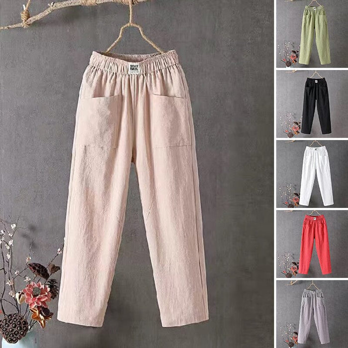 Julie | Trousers Casual Linen and Cotton with Waist Stretch
